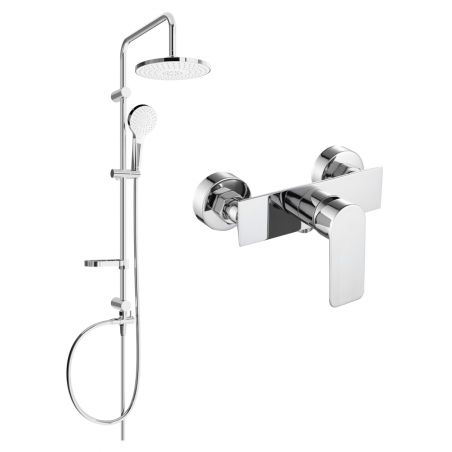 Mexen Erik Aufputz-Duschset mit Regenbrause und Duscharmatur Alfa, Chrom - 745740205-00