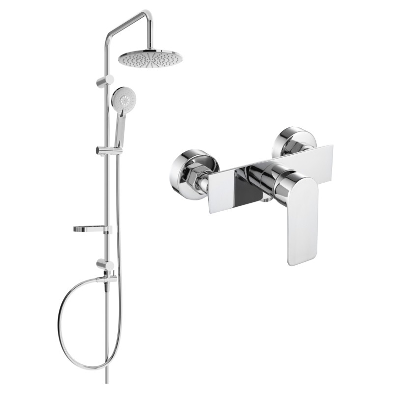 Mexen Alfa Carl exposed shower set with shower head and shower mixer, chrome - 745740240-00