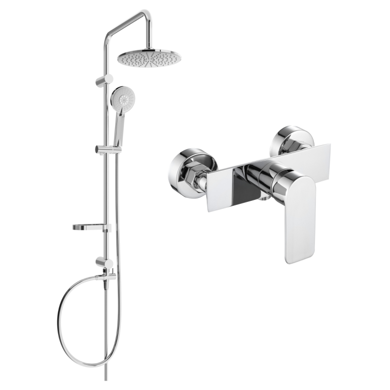 Mexen Carl ensemble de douche en surface avec pommeau de douche et mitigeur de douche Alfa, chrome - 745740240-00