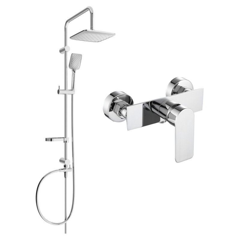 Mexen Alfa Sven exposed shower set with rainfall showerhead and shower faucet, chrome - 745740262-00