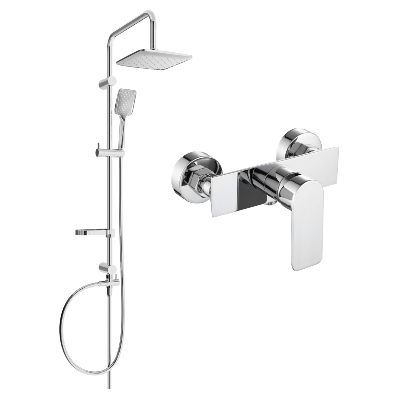 Mexen Sven Aufputz-Duschset mit Regenbrause und Duscharmatur Alfa, Chrom - 745740262-00
