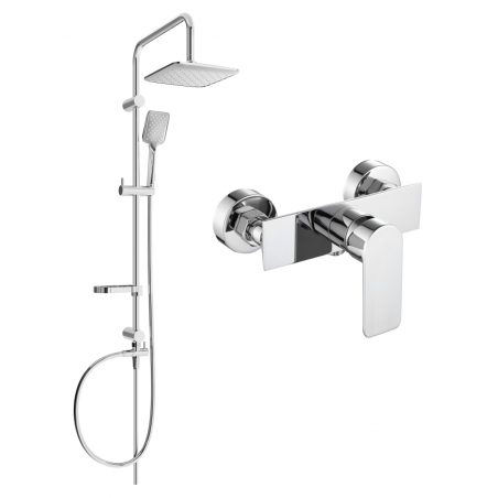 Mexen Sven Aufputz-Duschset mit Regenbrause und Duscharmatur Alfa, Chrom - 745740262-00