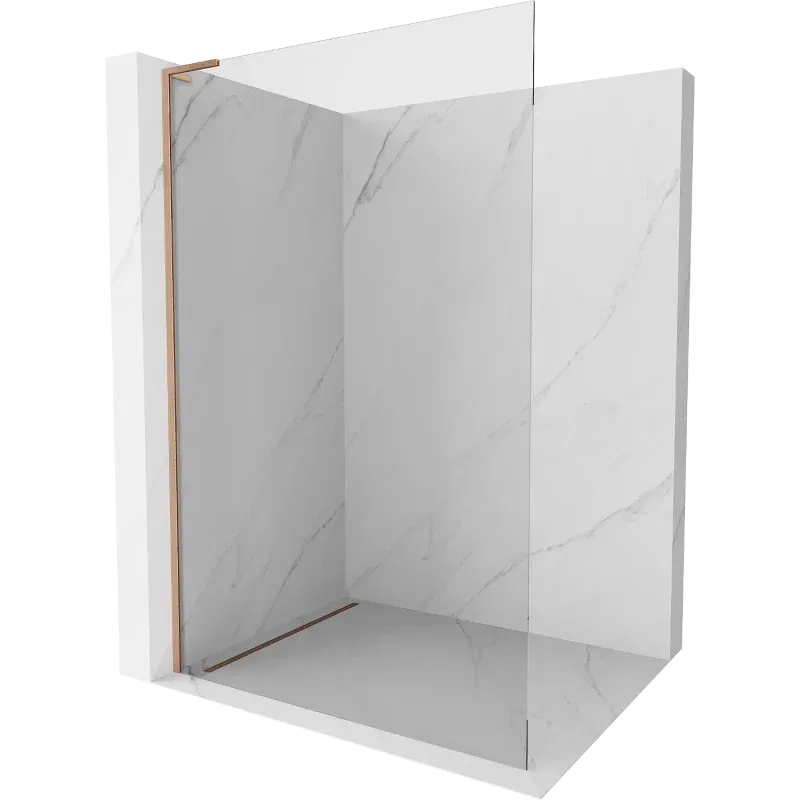 Mexen Kioto L Duschwand Walk-in 95 x 200 cm, transparent, gebürstetes Kupfer - 800-095-103-65-00
