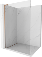 Mexen Kioto L Zidna tuš stijena Walk-in 100 x 200 cm, prozirna, brušena bakar - 800-100-103-65-00