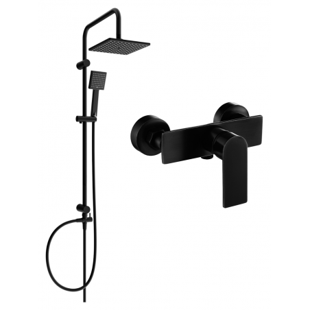 Mexen Tord exposed shower set with rain shower head and Alfa shower mixer, black - 745740200-70