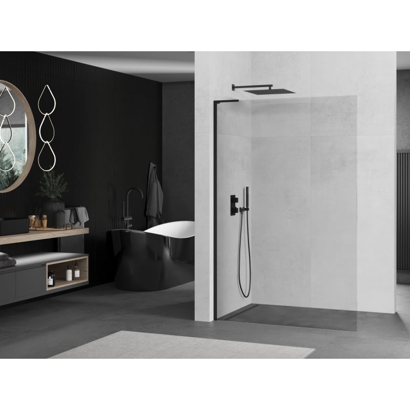 Mexen Kioto L dušisein Walk-in 60 x 200 cm, läbipaistev, must - 800-060-103-70-00