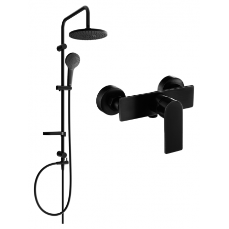Mexen Erik surface-mounted shower set with rain shower and Alfa shower faucet, black - 745740205-70