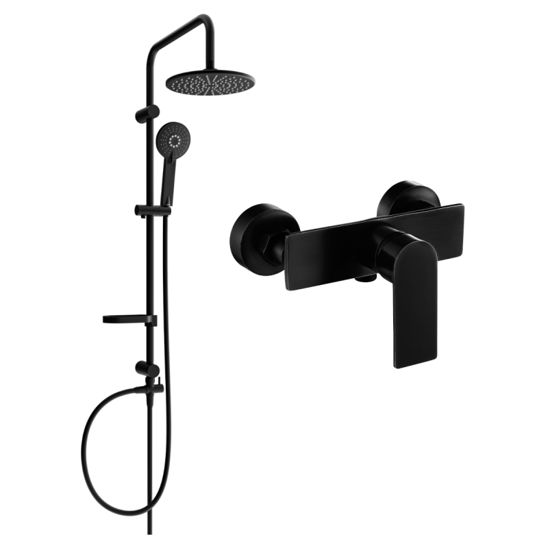 Mexen Alfa Carl suihkuasennussarja, näkyvissä oleva sadesuihku ja suihkuhana, musta - 745740240-70