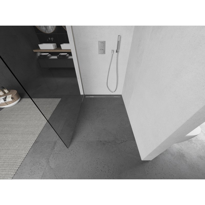 Mexen Kioto L Walk-in Duschwand 120 x 200 cm, transparent, gebürsteter Nickel - 800-120-103-97-00