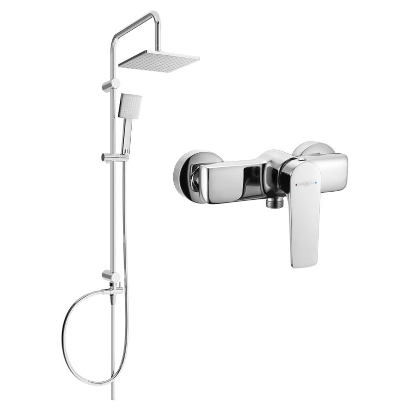 Mexen Lynx Tord utanpåliggande duschset med duschhuvud och duschblandare, krom - 745940200-00