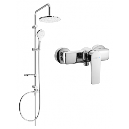 Mexen Erik Aufputz-Duschset mit Regenbrause und Duscharmatur Lynx, Chrom - 745940205-00