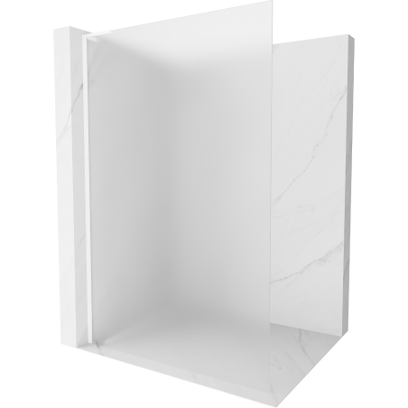 Mexen Kioto L Walk-in Shower Screen 90 x 200 cm, Frosted, White - 800-090-103-20-30