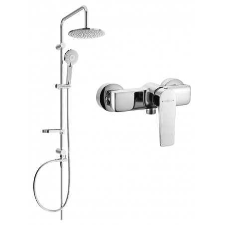 Mexen Carl Aufputz-Duschset mit Regendusche und Duscharmatur Lynx, Chrom - 745940240-00