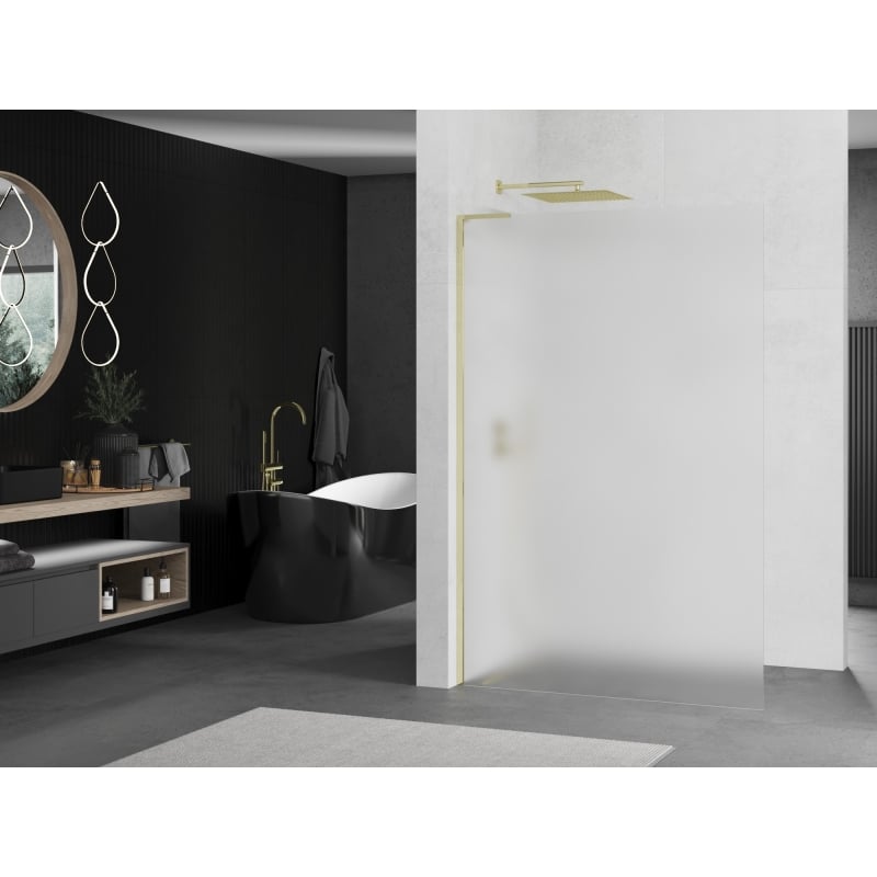 Mexen Kioto L staklena stijena za tuš Walk-in 120 x 200 cm, mat, zlatna - 800-120-103-50-30