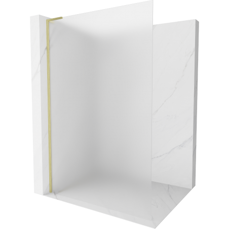 Mexen Kioto L Duschwand Walk-in 110 x 200 cm, Milchglas, gebürstetes Gold - 800-110-103-55-30