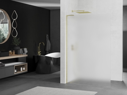 Mexen Kioto L Staklena stijena za tuš Walk-in 120 x 200 cm, mraz, zlatna brušena - 800-120-103-55-30