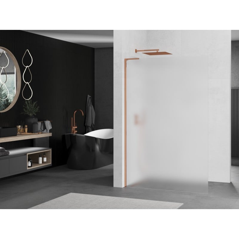 Mexen Kioto L ścianka prysznicowa Walk-in 80 x 200 cm, szron, różowe złoto - 800-080-103-60-30