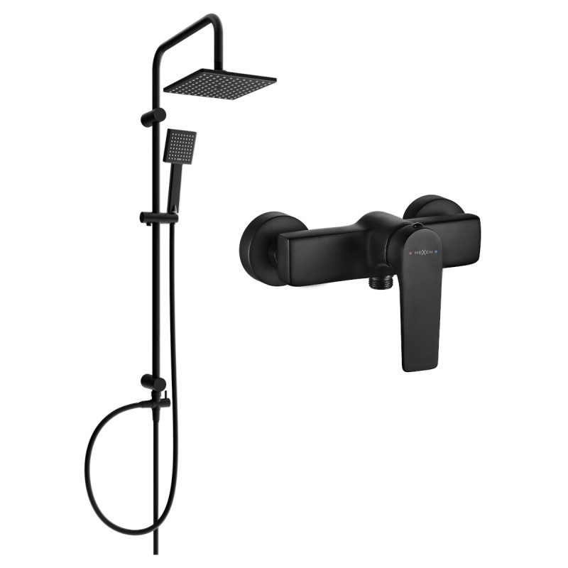 Mexen Lynx Tord exposed shower set with rain shower and shower faucet, black - 745940200-70