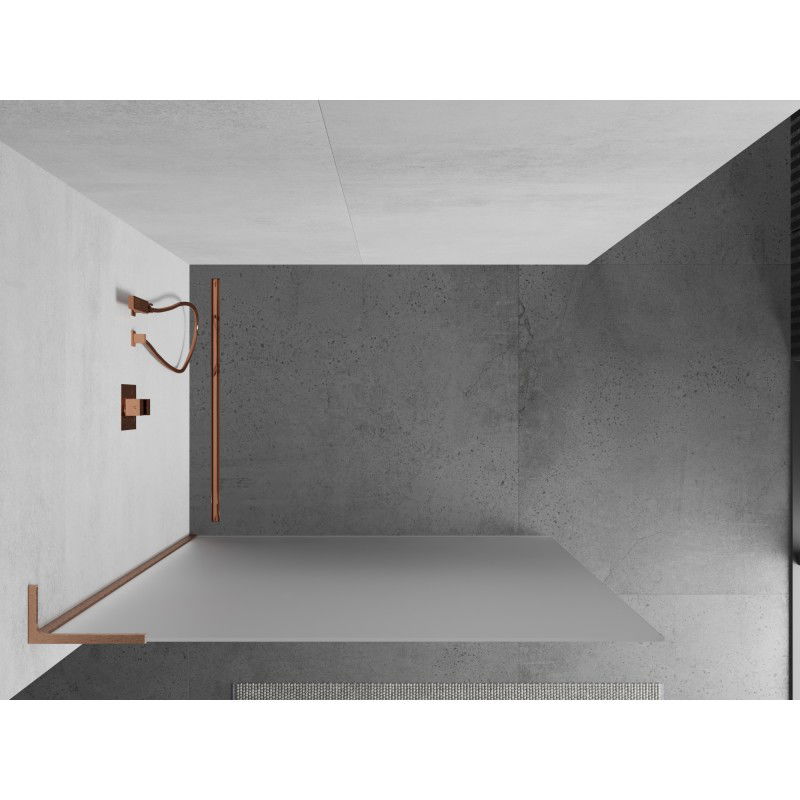 Mexen Kioto L douchewand Walk-in 120 x 200 cm, matglas, geborsteld koper - 800-120-103-65-30