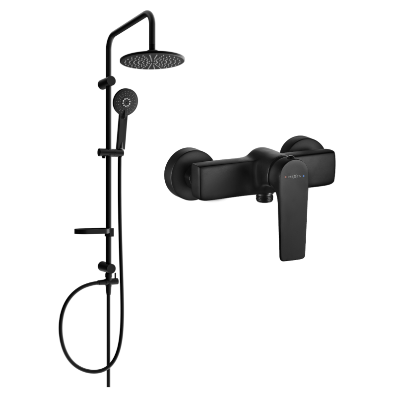Mexen Carl conjunto de ducha exterior con rociador y grifo de ducha Lynx, negro - 745940240-70