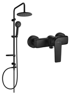 Mexen Lynx Carl exposed shower set with rain shower and shower faucet, black - 745940240-70