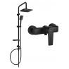 Mexen Sven ensemble de douche à montage mural avec pommeau de douche et mitigeur Lynx, noir - 745940262-70