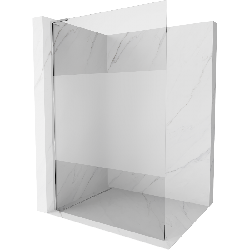 Mexen Kioto L Walk-in Shower Wall 80 x 200 cm, Transparent/Frosted, Chrome - 800-080-103-01-35