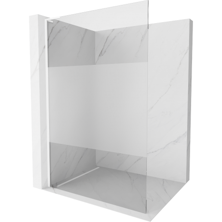 Mexen Kioto L Duschwand Walk-in 70 x 200 cm, transparent/Eisglas, weiß - 800-070-103-20-35