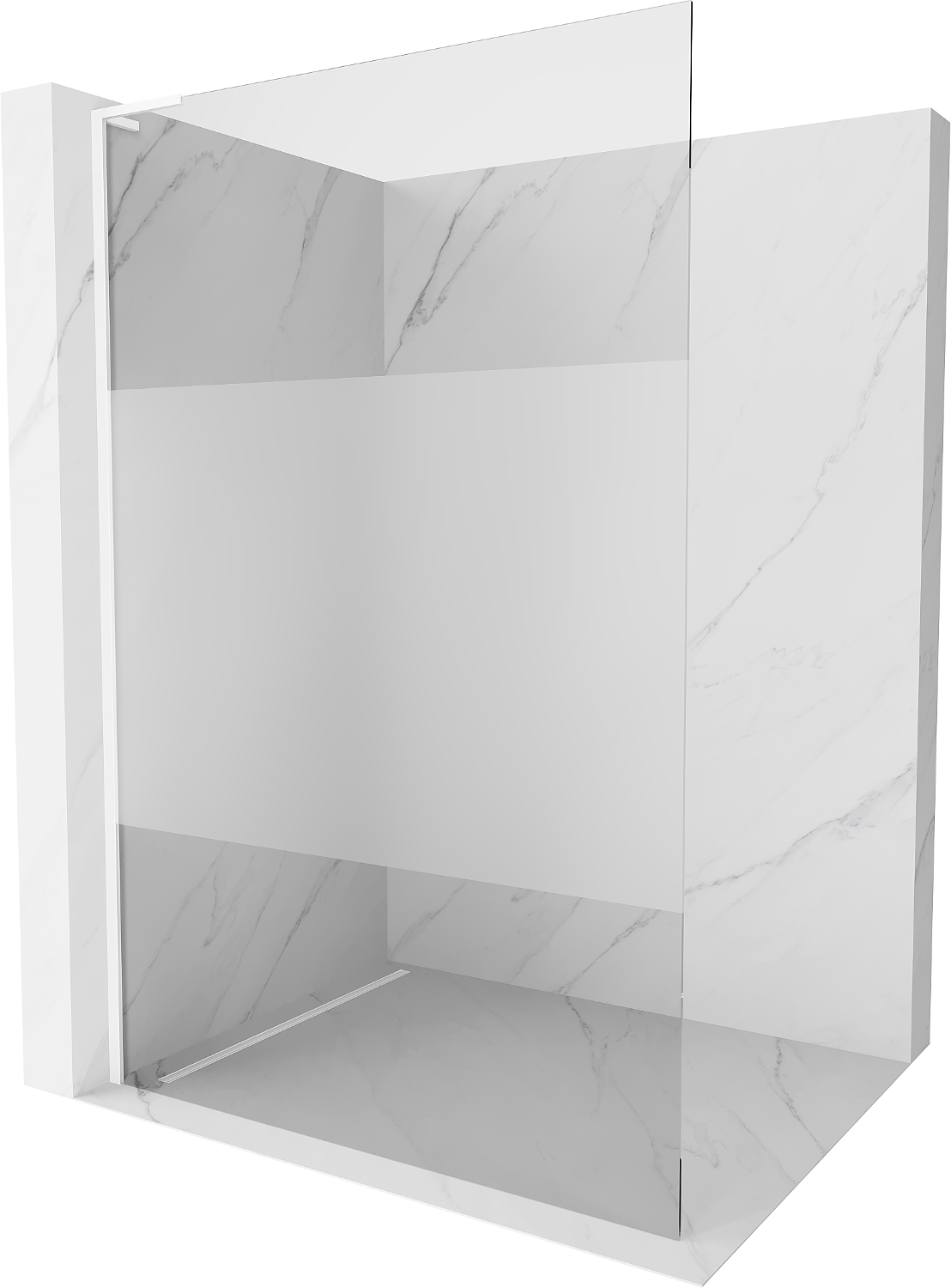 Mexen Kioto L ścianka prysznicowa Walk-in 80 x 200 cm, transparent/szron, biała - 800-080-103-20-35
