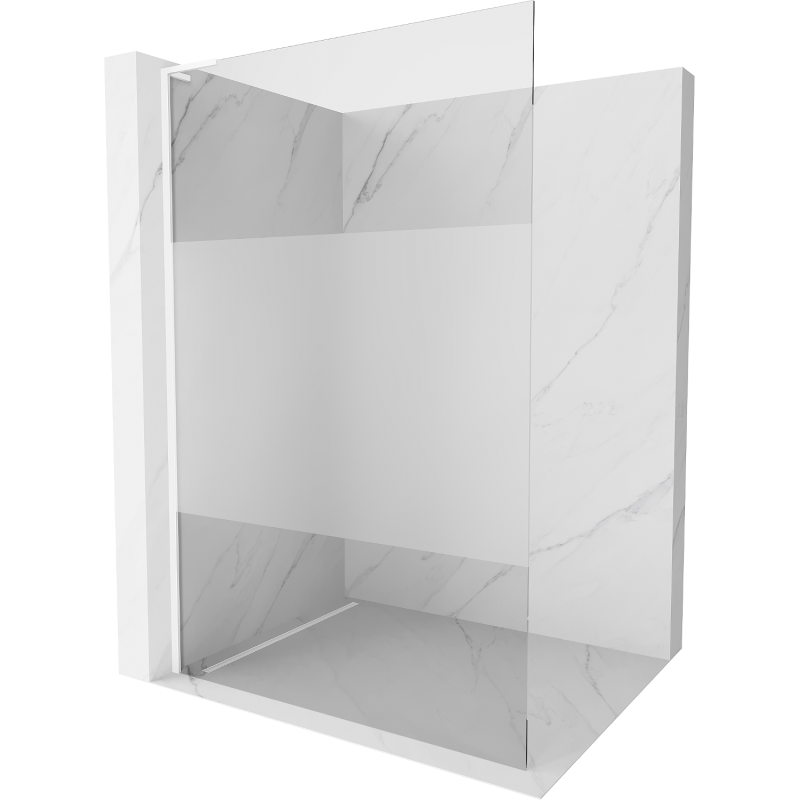 Mexen Kioto L Duscheinfaschung Walk-in 100 x 200 cm, transparent/frostad, vit - 800-100-103-20-35