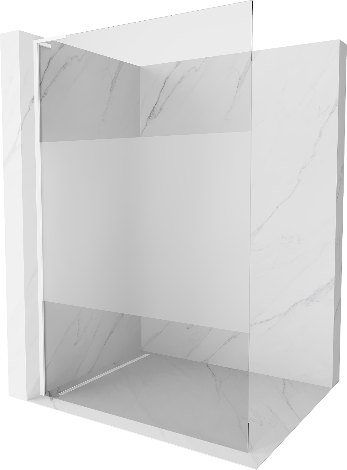 Mexen Kioto L ścianka prysznicowa Walk-in 100 x 200 cm, transparent/szron, biała - 800-100-103-20-35