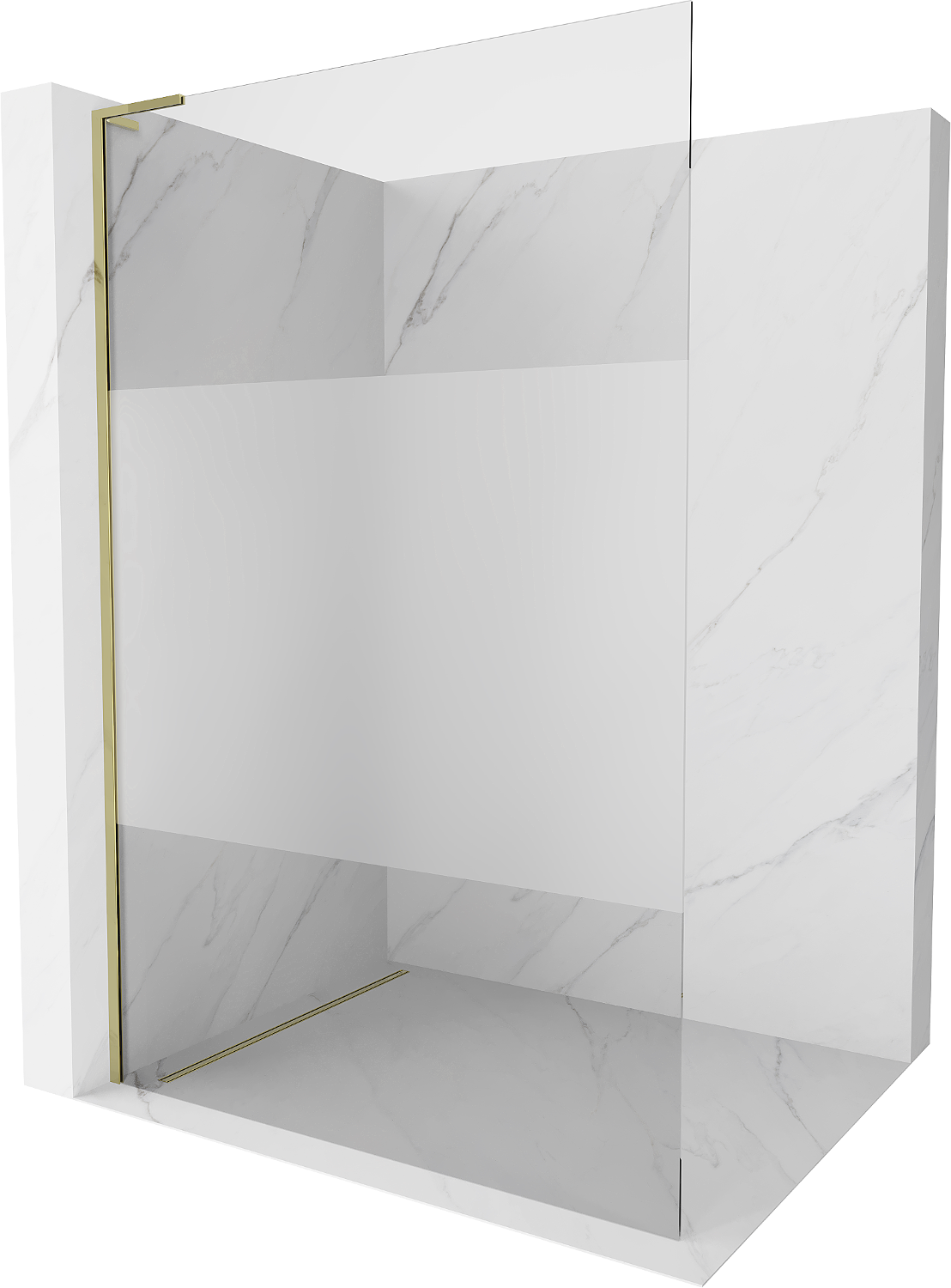 Mexen Kioto L ścianka prysznicowa Walk-in 70 x 200 cm, transparent/szron, złota - 800-070-103-50-35