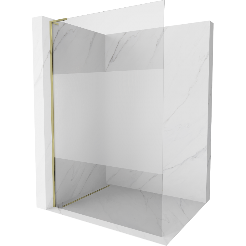 Mexen Kioto L Walk-in Shower Wall 90 x 200 cm, Clear/Frost, Gold - 800-090-103-50-35