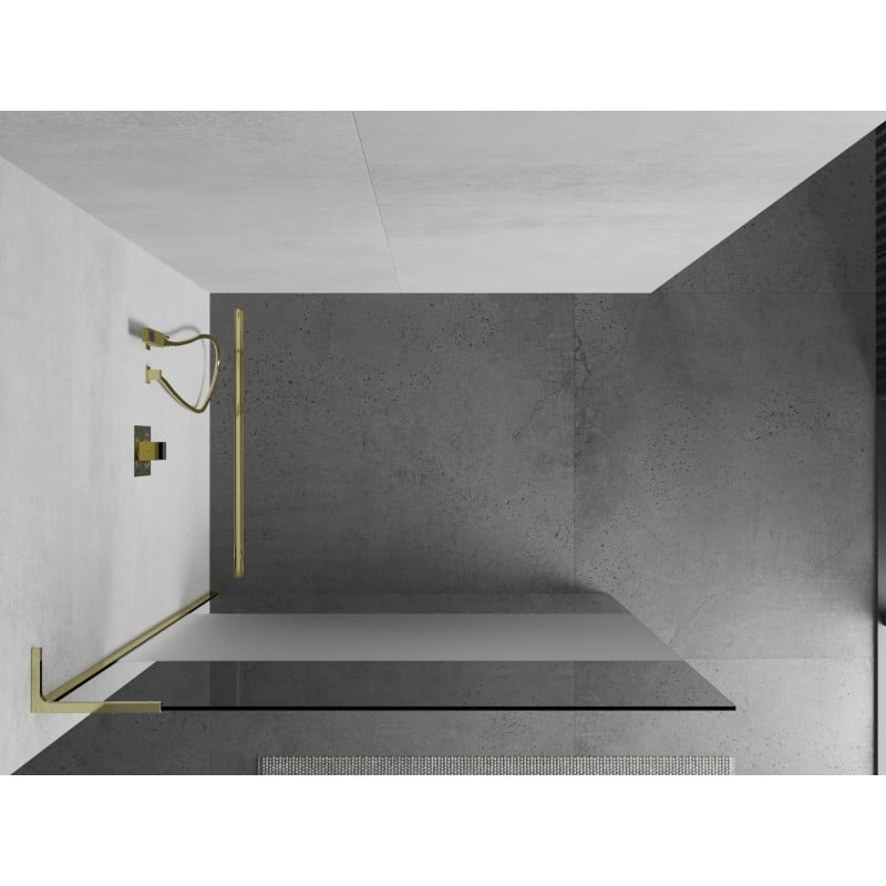 Mexen Kioto L Walk-in Shower Panel 110 x 200 cm, Clear/Frosted, Gold - 800-110-103-50-35