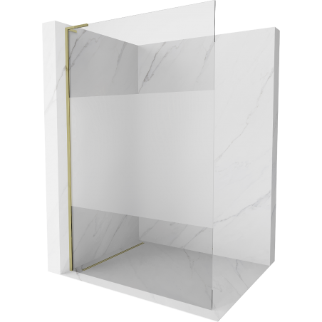 Mexen Kioto L Walk-in Shower Panel 110 x 200 cm, Clear/Frosted, Gold - 800-110-103-50-35