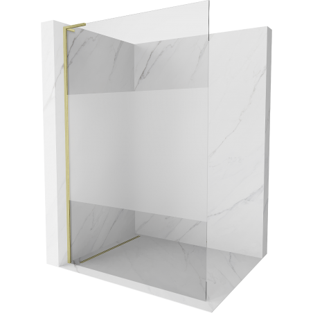 Mexen Kioto L staklena pregrada tuš Walk-in 70 x 200 cm, prozirna/mat, zlatna brušena - 800-070-103-55-35