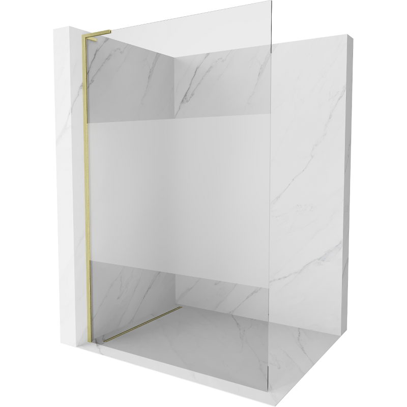 Mexen Kioto L Walk-in Shower Screen 80 x 200 cm, transparent/frosted, brushed gold - 800-080-103-55-35