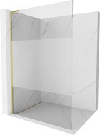 Mexen Kioto L zidna pregrada za tuš Walk-in 80 x 200 cm, prozirno/matino, zlatna četkana - 800-080-103-55-35