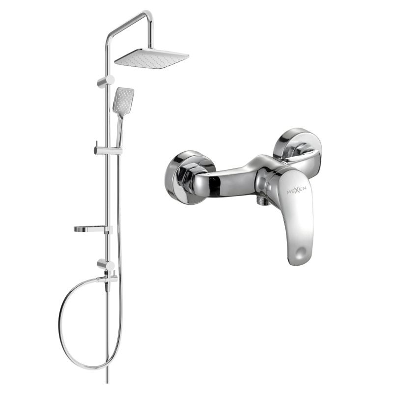 Mexen Sven Aufputz-Duschset mit Regenbrause und Duscharmatur Fabia, Chrom - 746540262-00