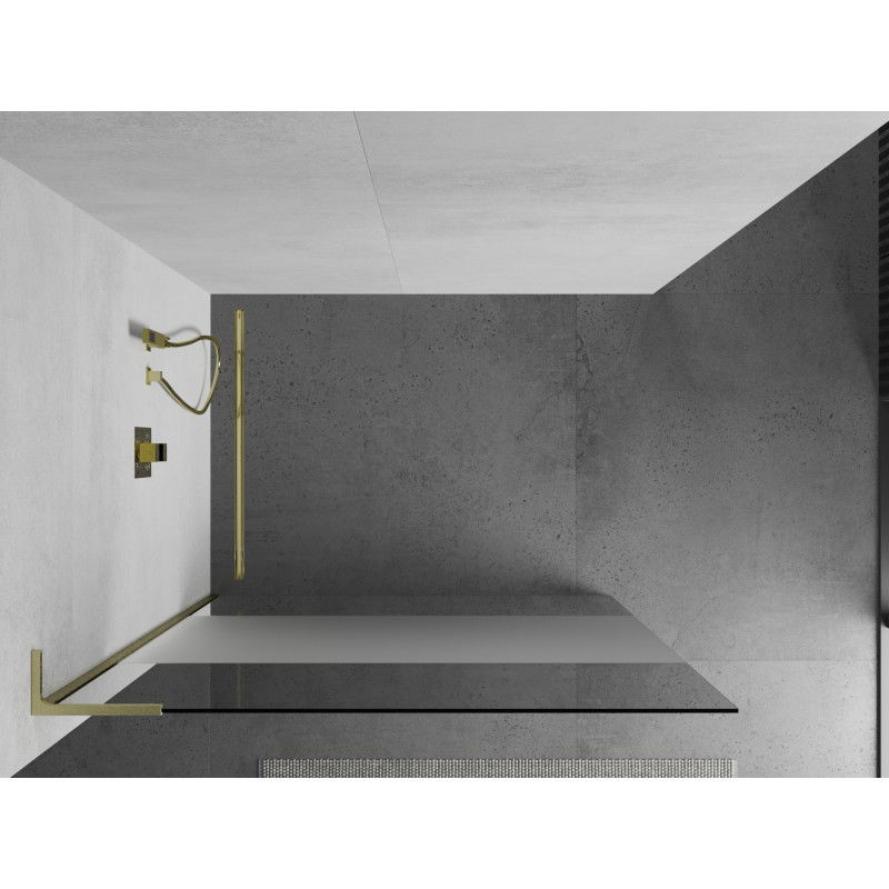 Mexen Kioto L τοιχοποιία ντους Walk-in 100 x 200 cm, διαφανής/παγετός, χρυσή