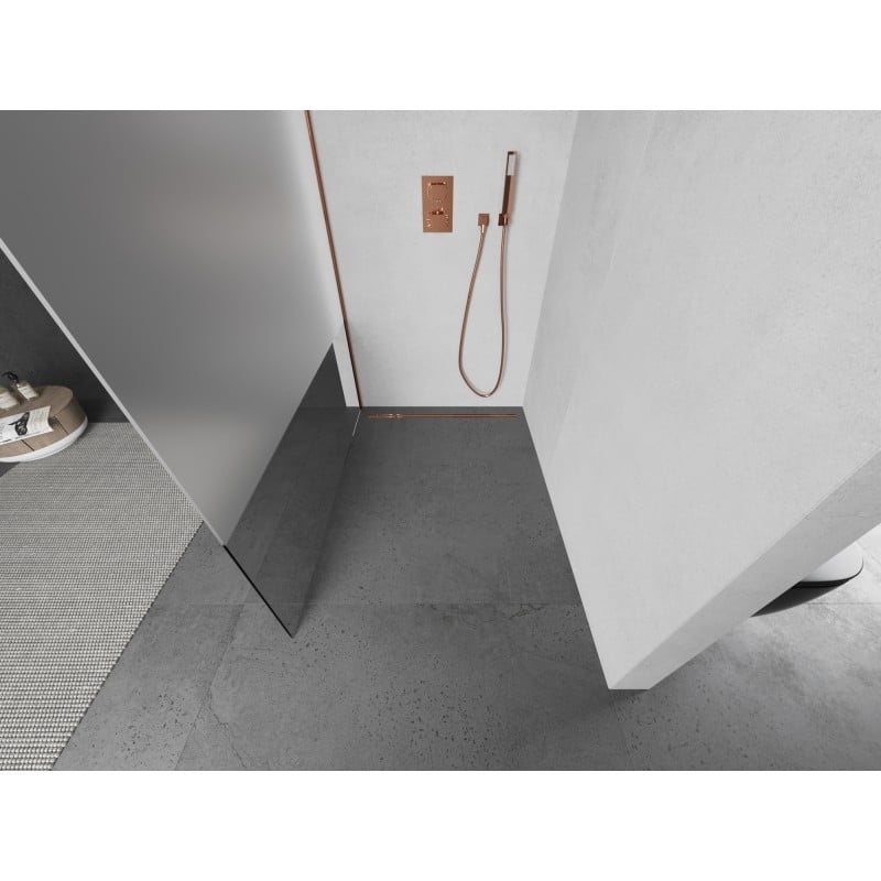 Mexen Kioto L parete doccia Walk-in 120 x 200 cm, trasparente/brina, oro rosa - 800-120-103-60-35