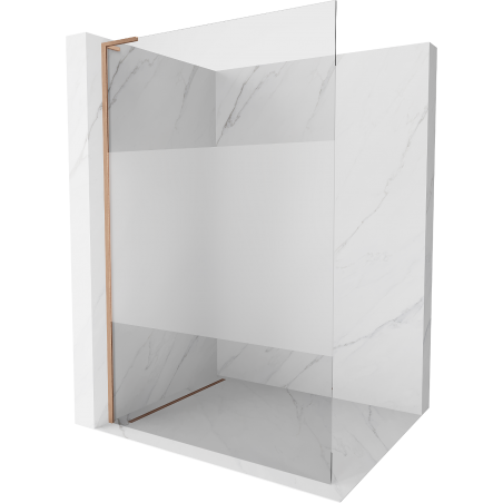 Mexen Kioto L Shower Screen Walk-in 90 x 200 cm, Transparent/Frosted, Brushed Copper - 800-090-103-65-35