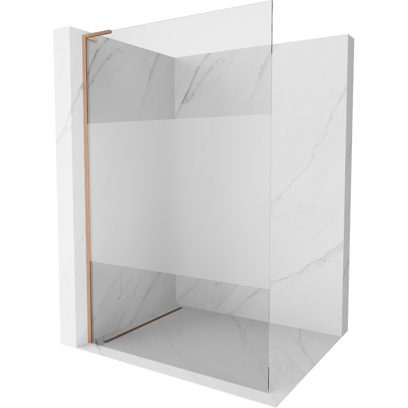 Mexen Kioto L parede de duche Walk-in 100 x 200 cm, transparente/frost, cobre escovado - 800-100-103-65-35