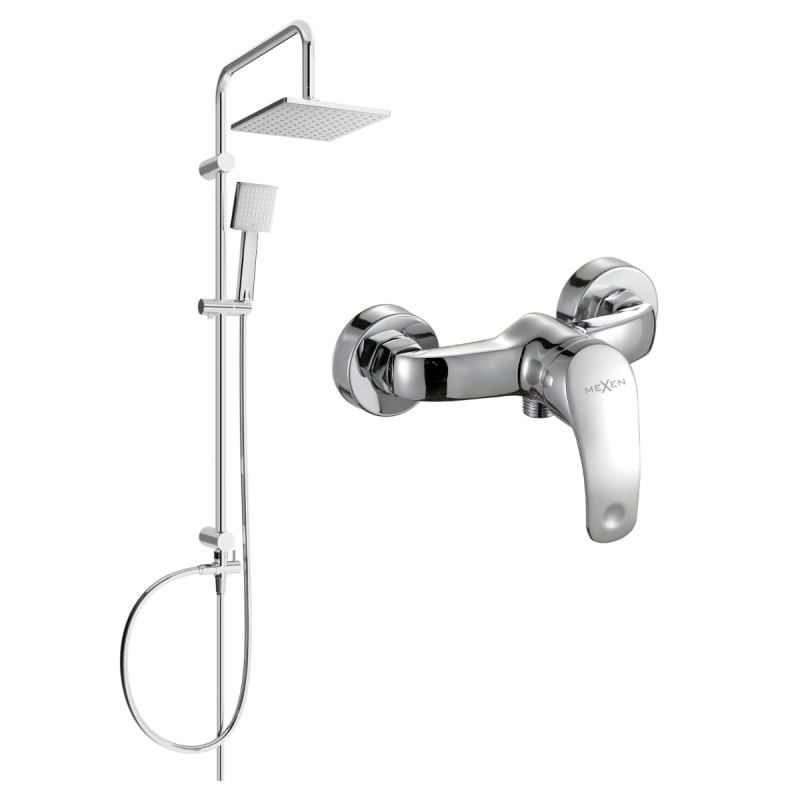 Mexen Tord conjunto de ducha exterior con rociador y grifo de ducha Fabia, cromo - 746540200-00