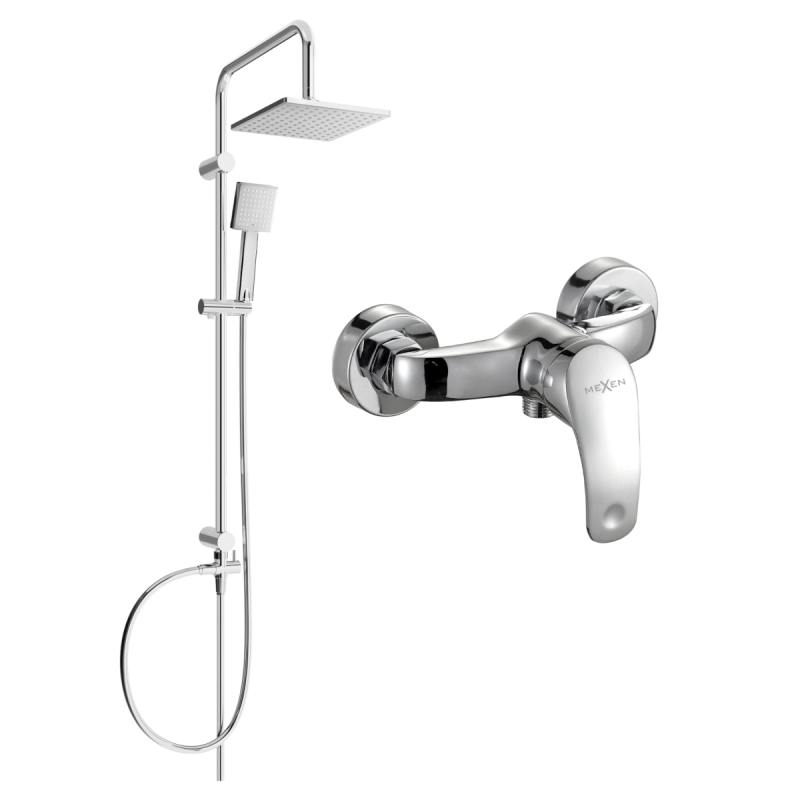 Mexen Tord ensemble de douche murale avec pomme de douche et mitigeur Fabia, chromé - 746540200-00