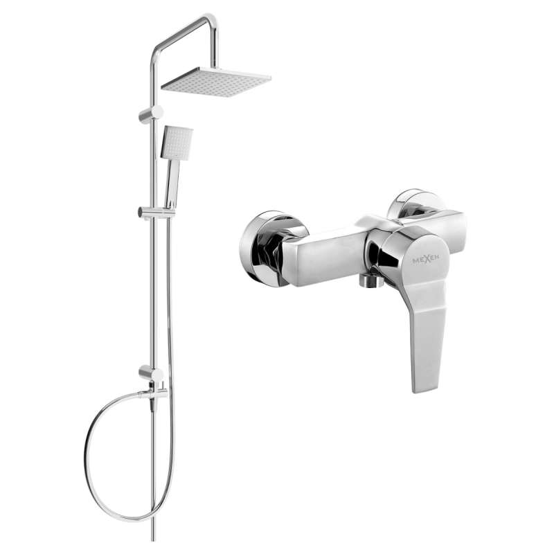 Mexen Tord opbouw douche set met regendouche en Caro douchkraan, chroom - 746640200-00