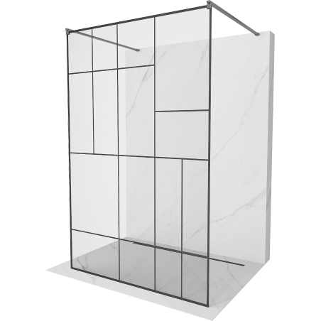 Mexen Kioto paroi de douche autoportante 110 x 200 cm, motif noir 8 mm, gris canon brossé - 800-110-002-66-78