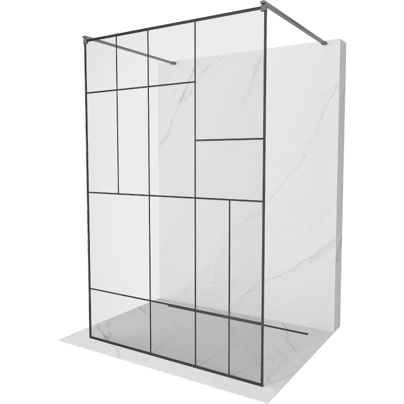 Mexen Kioto freestanding shower wall 120 x 200 cm, black pattern 8 mm, brushed gun gray - 800-120-002-66-78