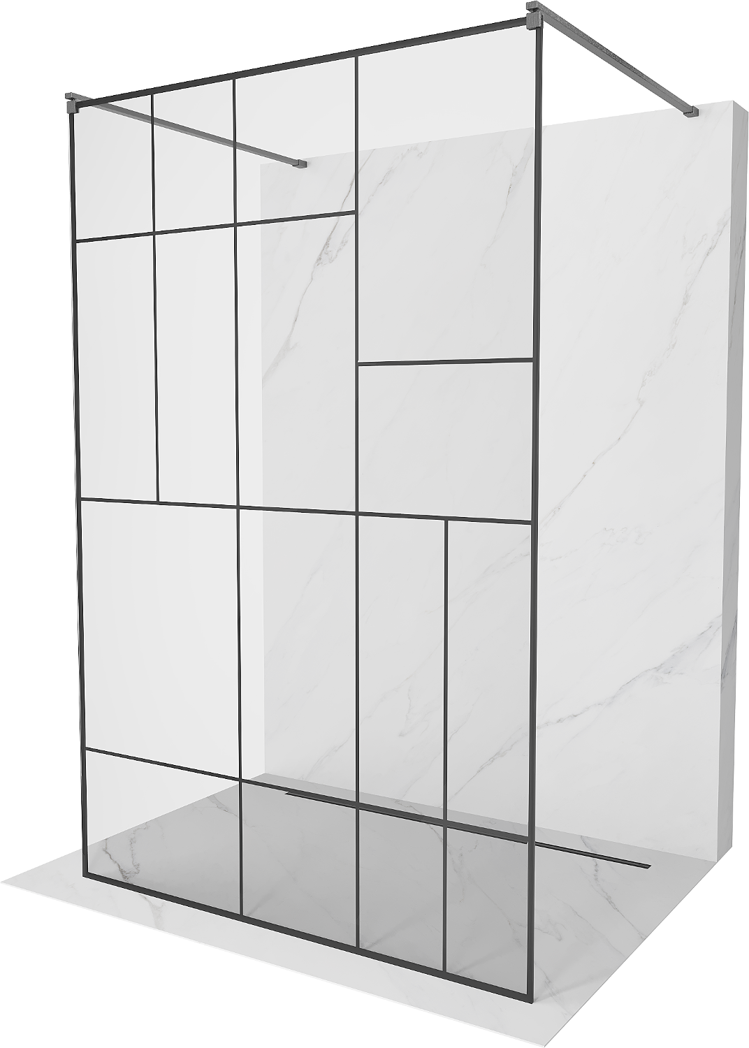 Mexen Kioto ścianka prysznicowa wolnostojąca 120 x 200 cm, czarny wzór 8 mm, gun gray szczotkowany - 800-120-002-66-78