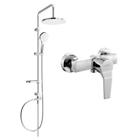 Mexen Caro Erik Aufputz-Duschset mit Regenbrause und Duscharmatur, Chrom - 746640205-00